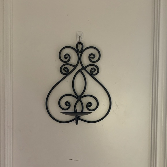 Metal Wall Candle Holder Decor in Black. - Picture 2 of 5